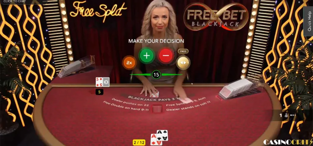 free bet blackjack table